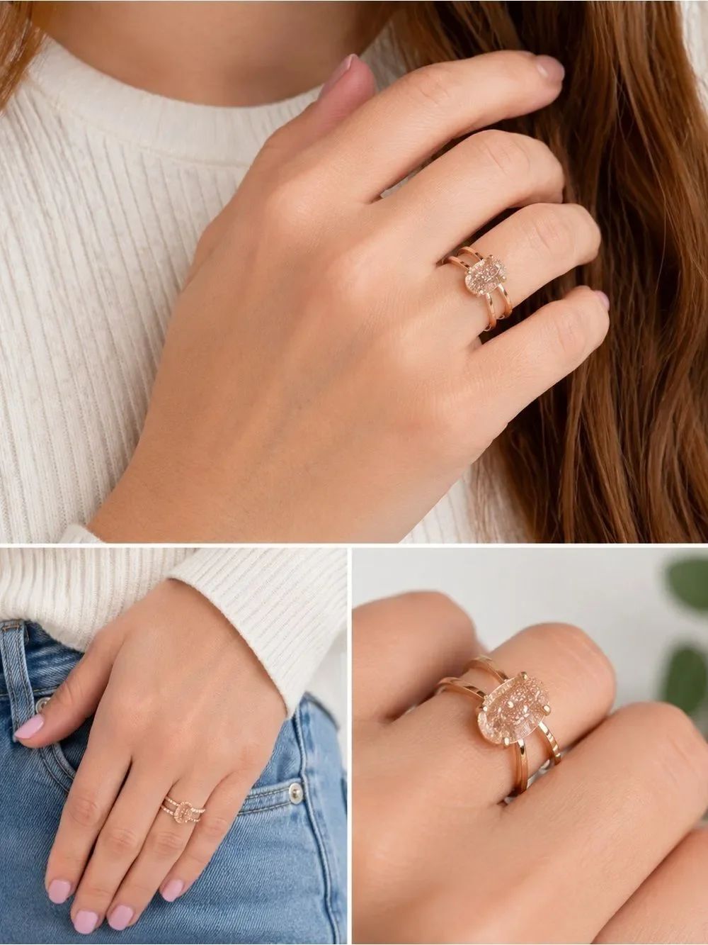 Kendra Scott Rose Gold Druzy Statement Ring – NWT Size 6